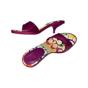 Coach "Nichelle" Jelly Pink Kitten Heel Sandals - Y2K - size 6 - Rainbow Logo